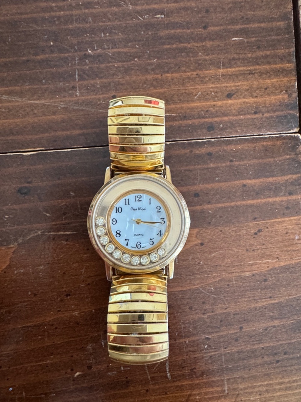 Gold Tone Crystal Accent Stretch Watch